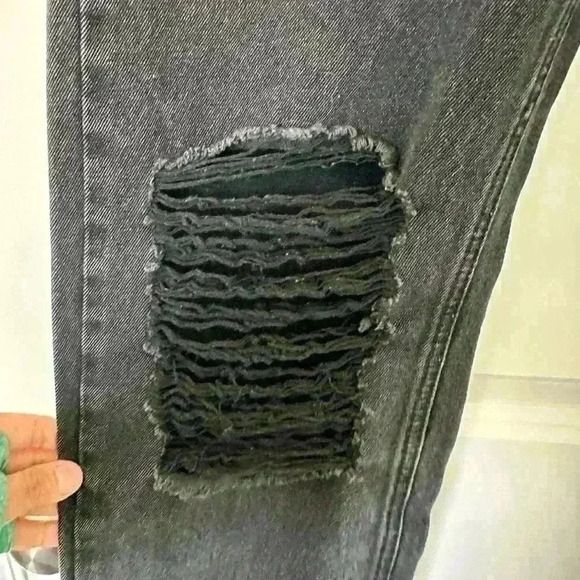 Princess Polly womens 0 black asymmetric crossover high waisted button fly jeans - Picture 2 of 13